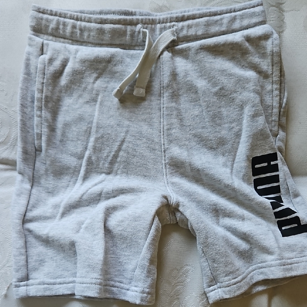 Puma Light Gray Athletic Shorts with Black Logo